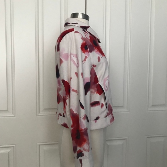 Zara Cotton Abstract Print Floral Moto Jacket XL - Picture 4 of 8